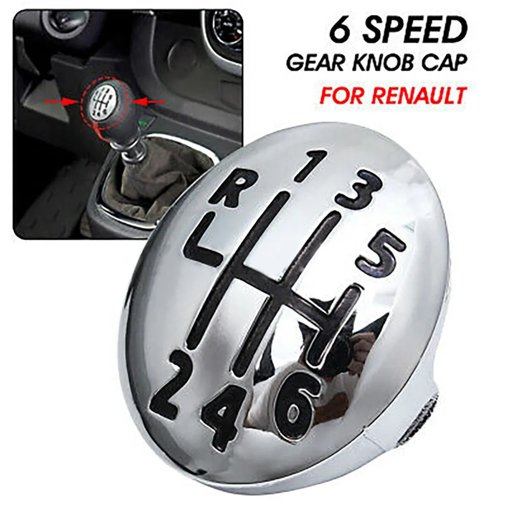 

1 Pc Practical To Use Gear Knob Cap 6 Speed Gear Replacement Cap Shift Knob Chrome For Renault Clio Megane Scenic
