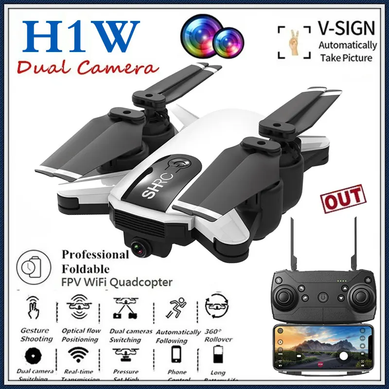 H1W RC Дроны с камерой HD FPV Самолет селфи оптическое позиционирование один ключ