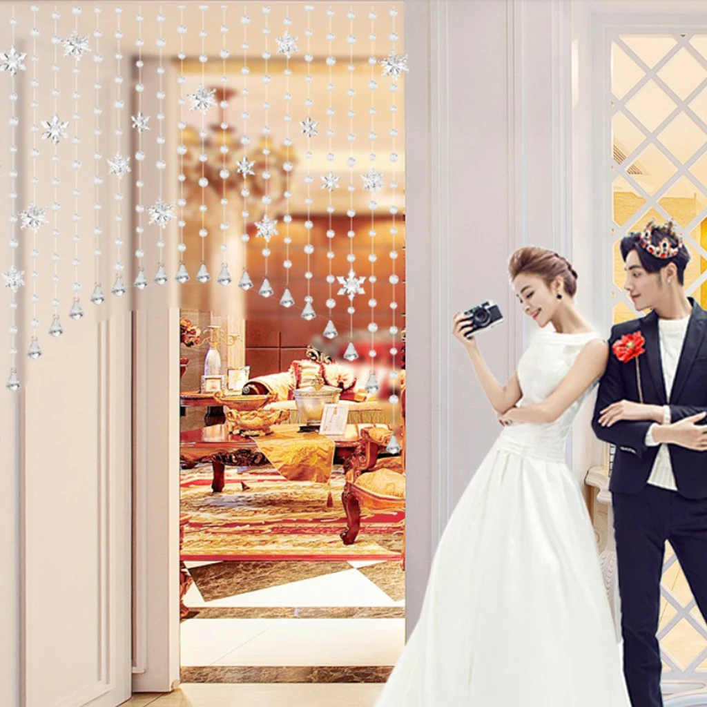 

10X прозрачная акриловая Хрустальная Снежинка, висячая занавеска из бисера, свадебное украшение