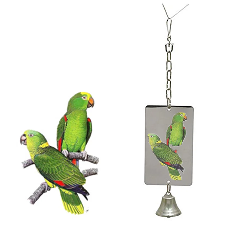 1 шт. попугая попугай подвесное зеркало звонок воспроизводить игрушечная клетка