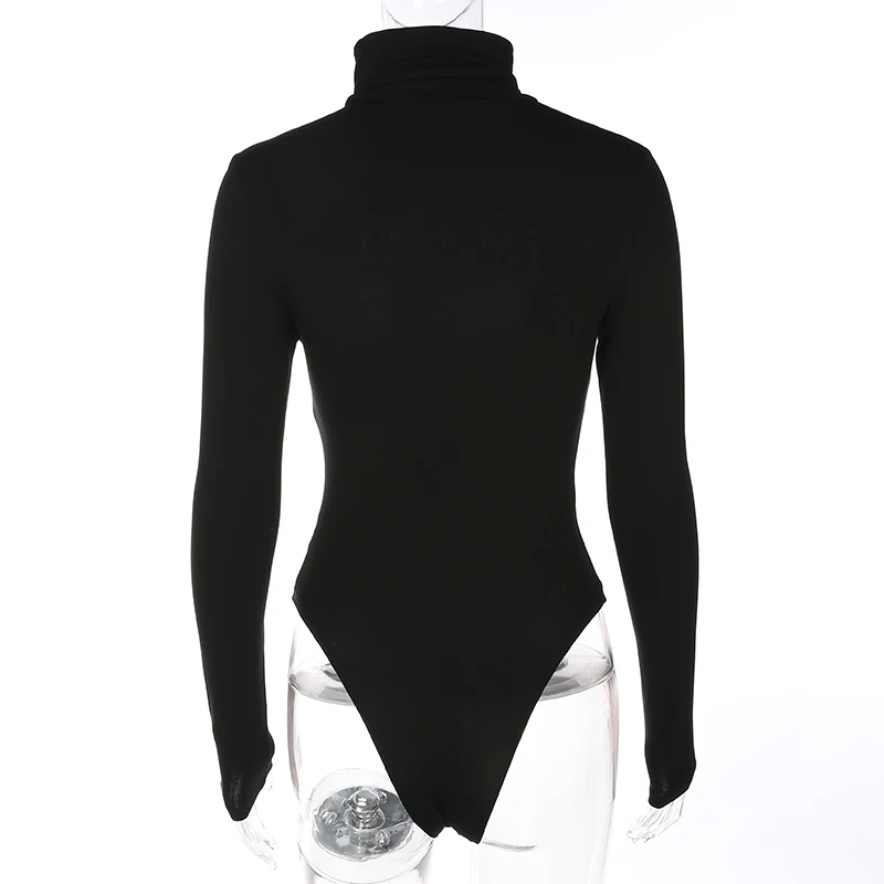 

Weekeep Long Sleeve Sexy Female Slim Bodysuits Winter Red Turtleneck Skinny Jumpsuits For Women 2017 Basic Warm Rompers Harajuku