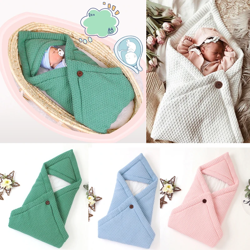 

Детские спальные мешки для коляски, зимние теплые вязаные пеленки для новорожденных 0-6 м, белье для коляски, конверт, детский спальный мешок