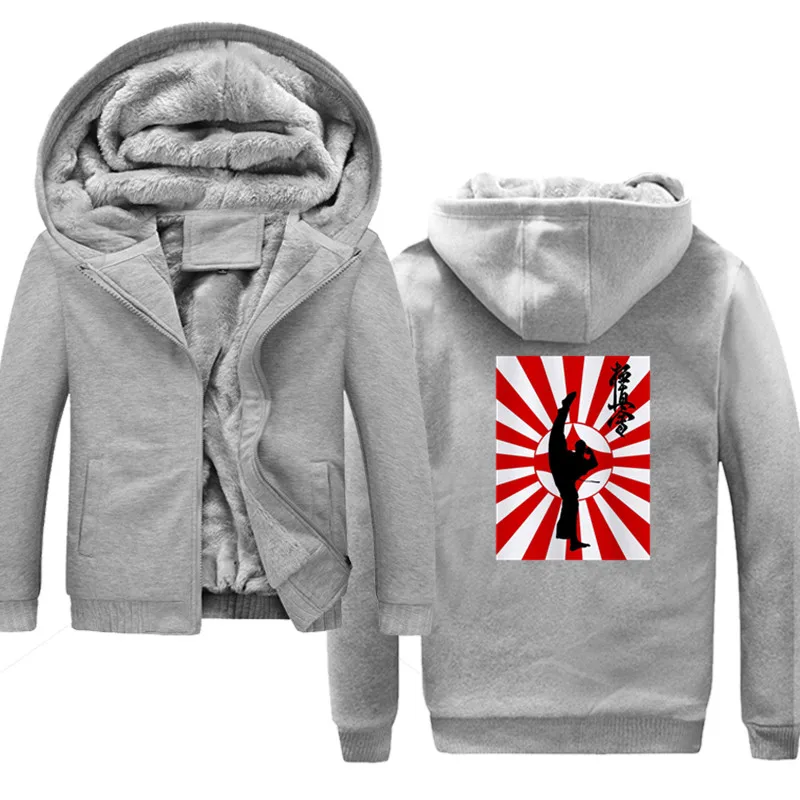 

Karate Kyokushinkai Hoodies Sweatshirts Men Winter Thick Fleece Men's Jackets Casual Zipper Hoody Adult Coats Top Clothes Male