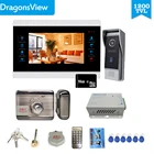 Видеодомофон Dragonsview 7 дюймов с замком, дверной телефон, система дверного звонка, разблокировка, дневной и ночной режим, запись из алюминиевого сплава, HD