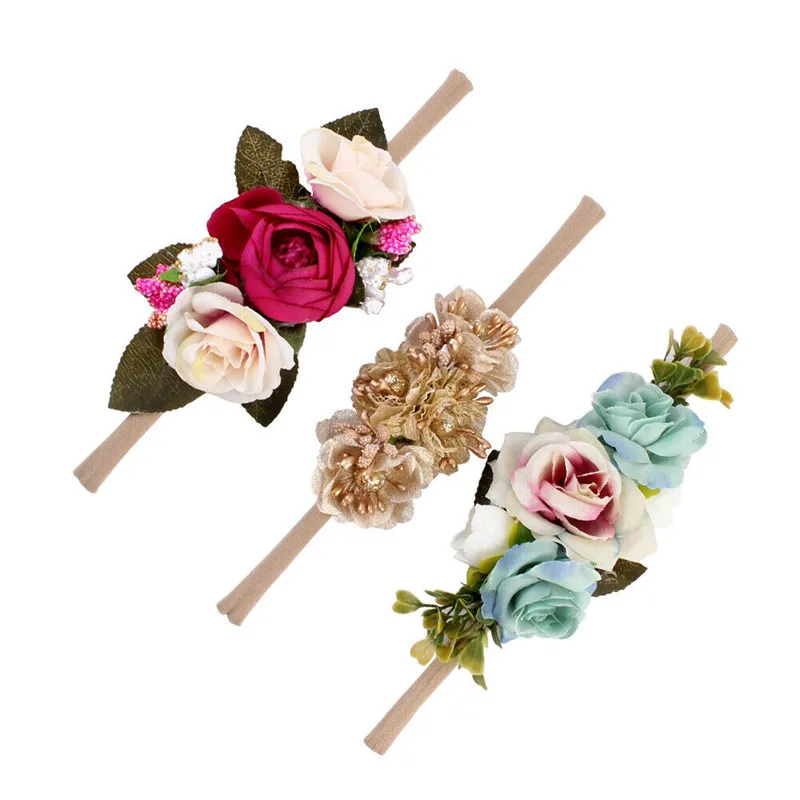 Baby Girl Various Flower Hairband Soft Elastic Headband Hair Accessories Band 3Pcs Newborn Girls Photography Props | Детская одежда и