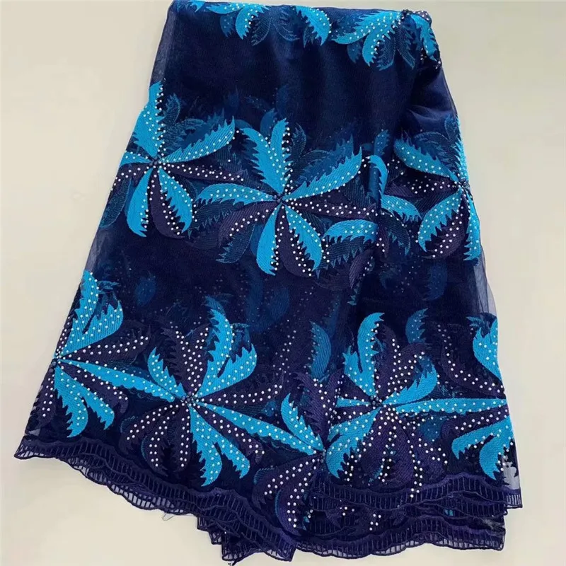 

2020 french net Lace Embroidered African Lace Fabric With Stones/Beaded Swiss Voile Cotton Lace Fabric For Clothes