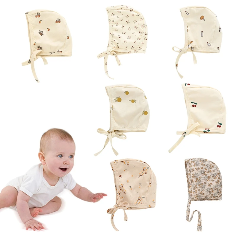 

1 Pc Baby Cotton Print Hat Newborn Baby Floral Vintage Hat Infant Bonnet Cute Baby Little Loop Hat Print for 0-24 Month