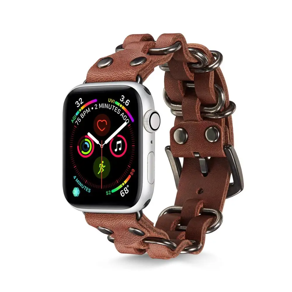 Ремешок кожаный в стиле ретро для apple watch 1 2 3 4 5 iwatch браслет наручных часов 38 мм 42 40