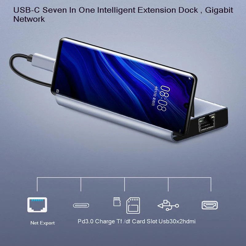 SeenDa usb c hub USB 3.0 HDMI-compitable Adapter Dock for MacBook Pro Accessories Network port PD TF/SD | Компьютеры и офис