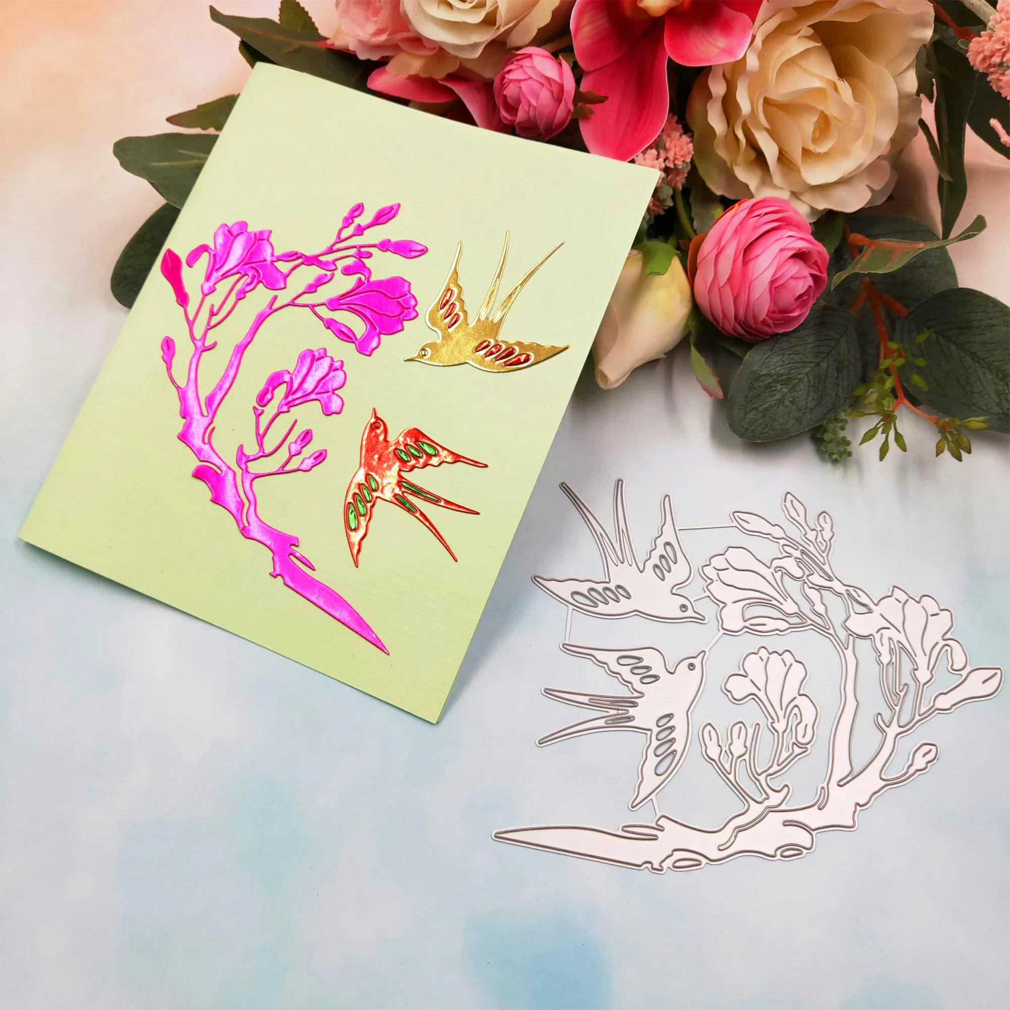 Металлические высечки для птиц и цветов трафарет скрапбукинга дюйма | Дом сад