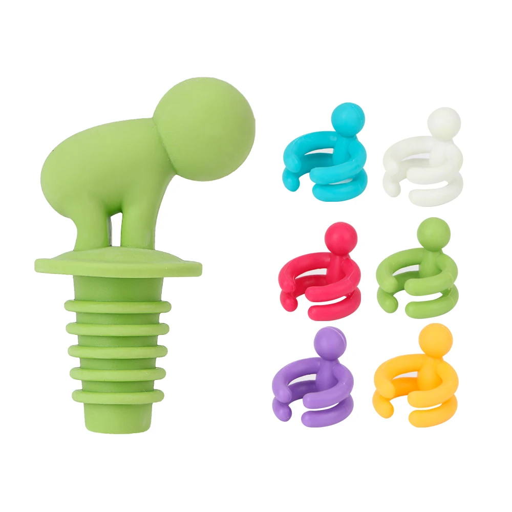 

7 pcs/set Silicone Marker Interesting Rubber Wine Glass Label Drink Cup Mixproof Wine Bottle Stopper Bar Party Supplies
