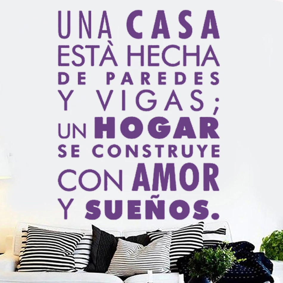 

Removable Vinyl Wall Sticker Decal decoration Home Spanish Quote Word Wall Stickers Family Dining Room Decor Decals RU494