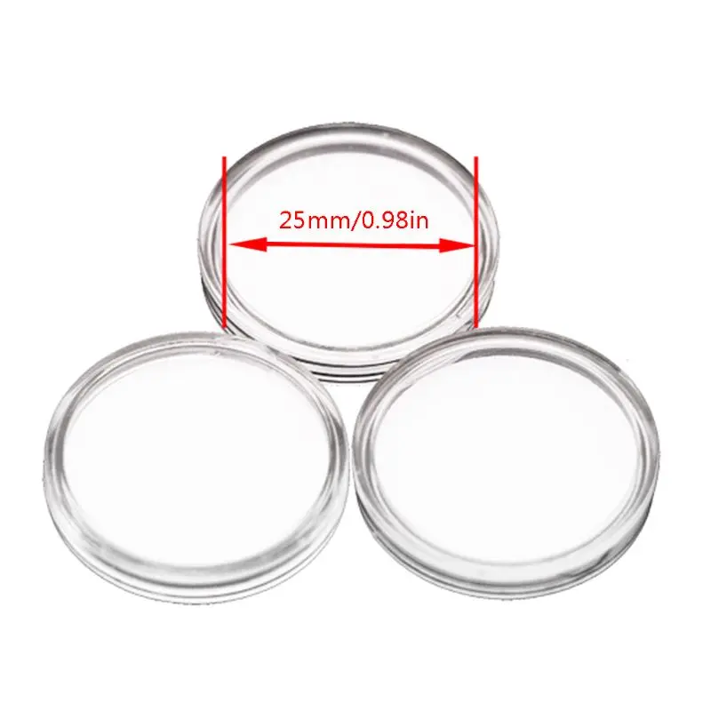 

10 pc 25mm NTAG215 Coin Holder Capsules Box Storage Clear Round Display Cases High Quality Coin Holders Acrylic Material