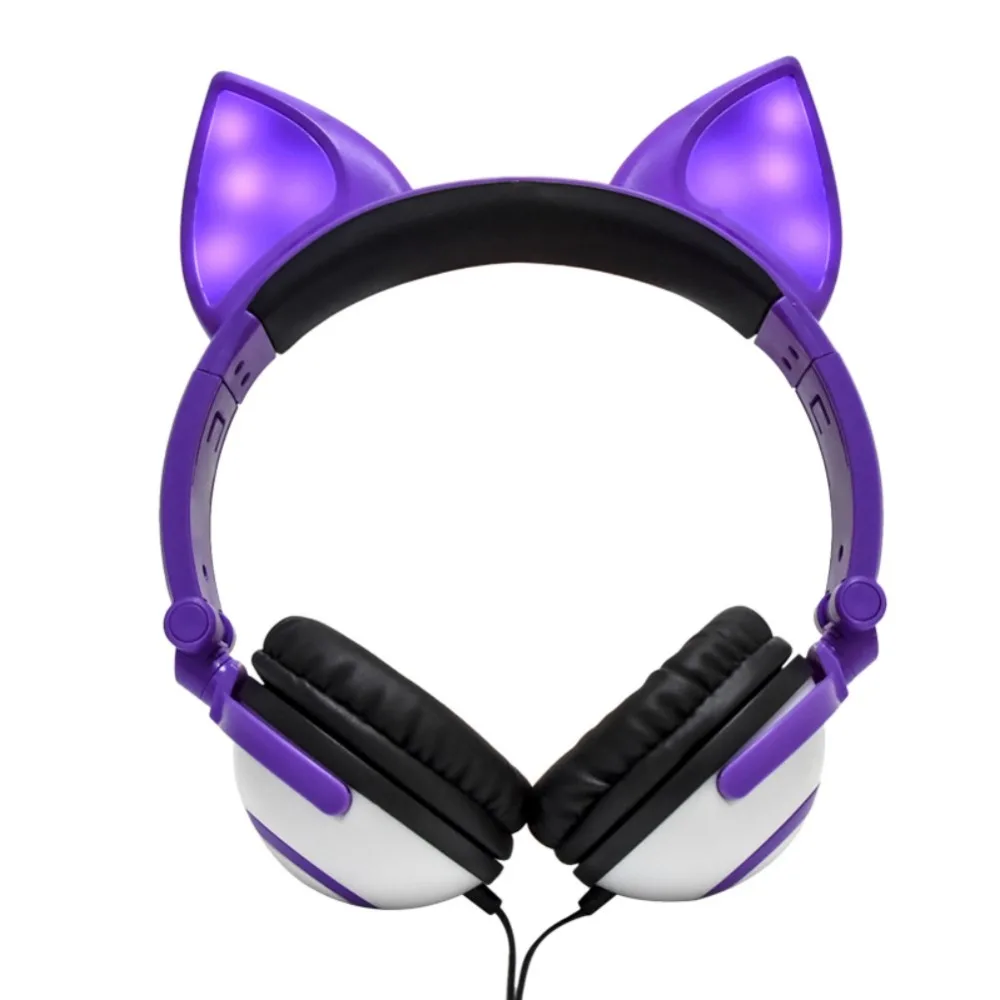 Cartoon cute cat fox ear glowing child's Foldable Flashing Glowing Gaming Headset Earphone | Электроника