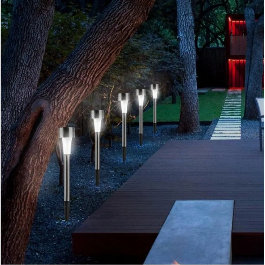 10 шт./лот из нержавеющей стали светодиодный Солнечный газон свет Открытый Мини