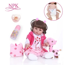 NPK 48 см кукла bebe младенец получивший новую жизнь девочка кукла в розовом платье полный тело мягкий силиконовый Реалистичная детская Ванна игрушка водонепроницаемый