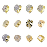 classic gold color ring male female fashion shining crystal ring gold plated rhinestone ring luxury golden wedding ring jewelry