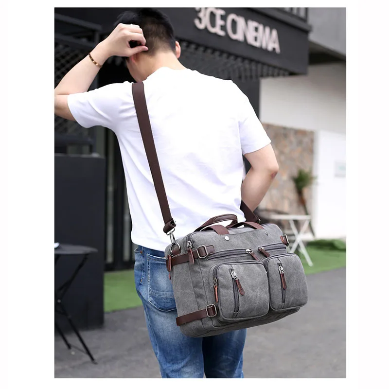 Мужской холщовый портфель Дорожный чемодан сумка мессенджер через плечо