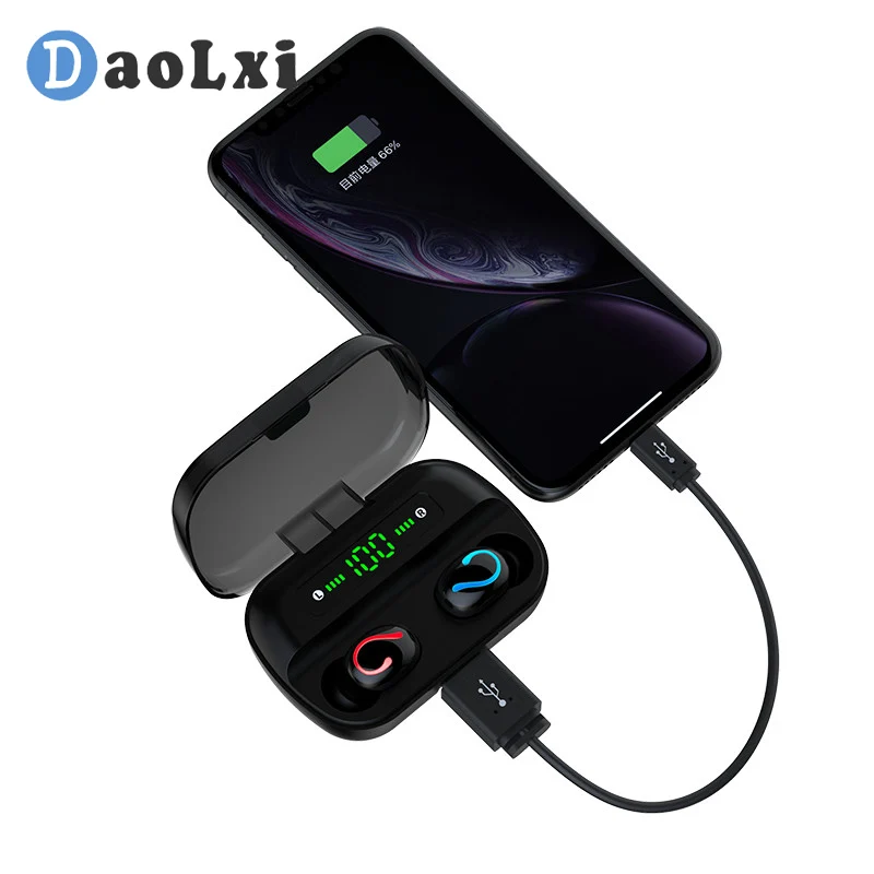 Verdadeiro sem Fio Fones de Ouvido Profundidade à Prova Bluetooth sem Atraso Fone de Ouvido com Case de Carregamento Fone de Ouvido Daolxi In-ear Dwaterproof Água Jogos 5.0 Visão
