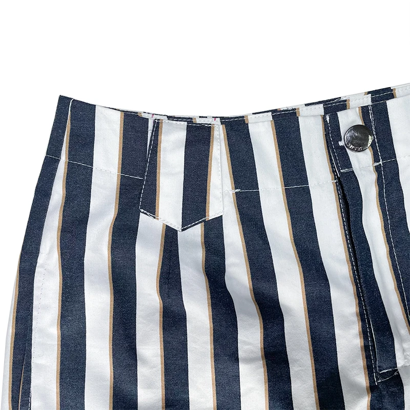 

Fashion Shorts 2021 New Summer Vintage Striped Shorts High Street Loose Short Pants Streetwear Loose Shorts Women Clothes