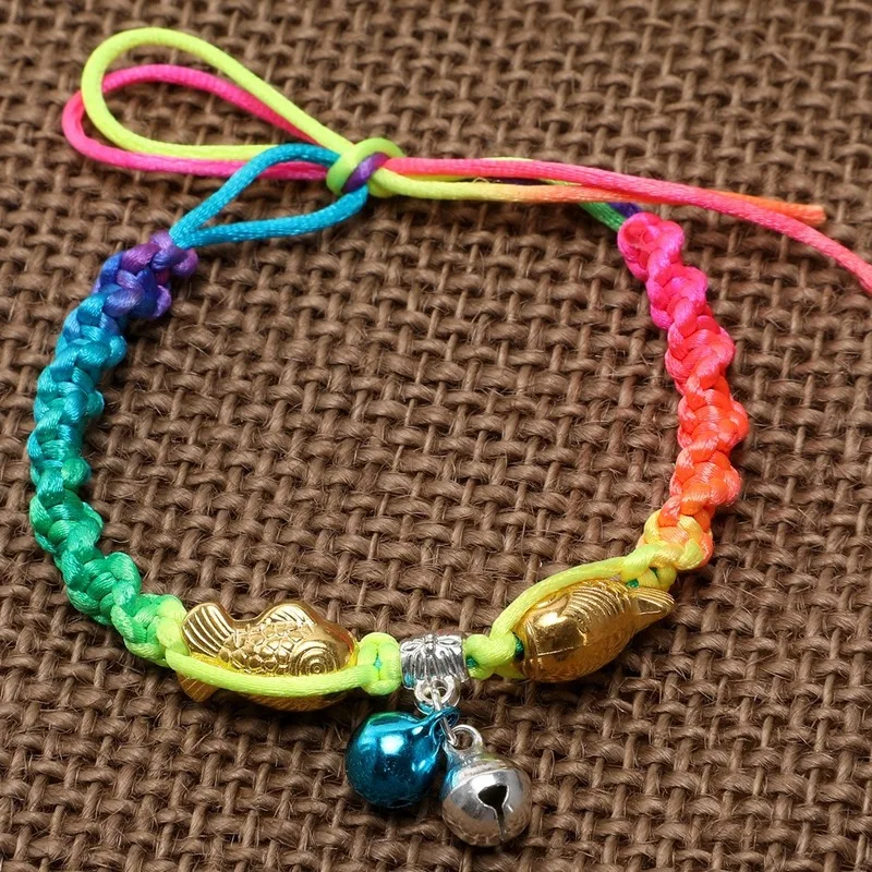 

Hand-woven Dragon Boat Festival colorful rope bracelet hemp knot colorful rope line bell bracelet