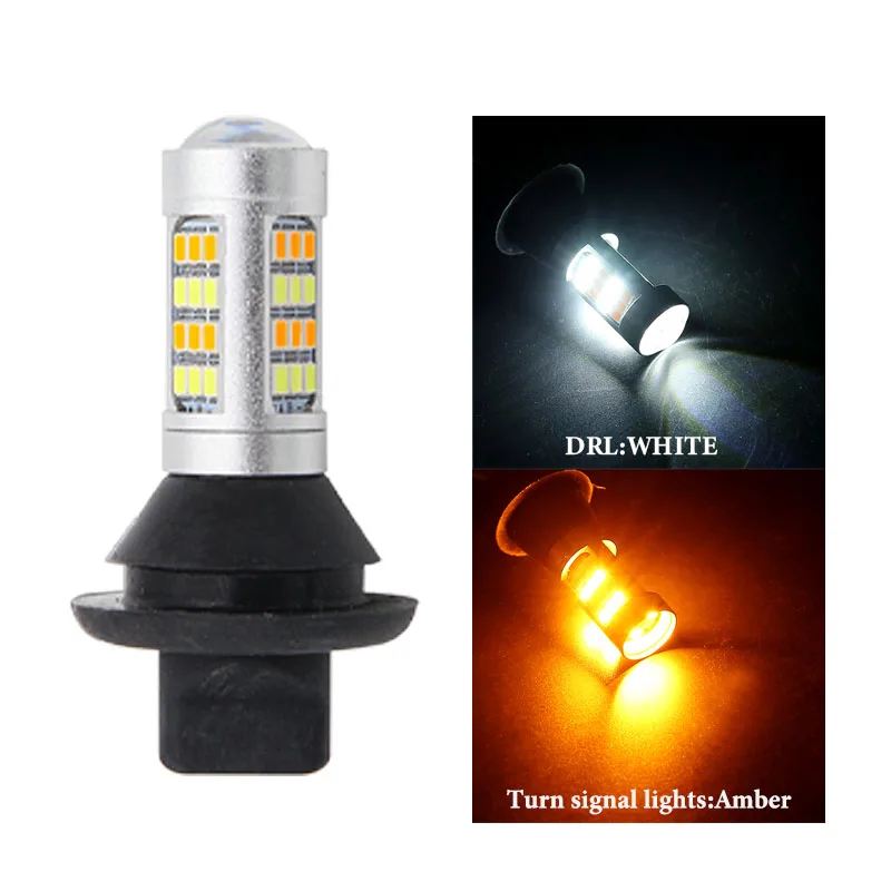 White to Yellow 2X T20 W21W WY21W 7440 BA15S BAU15S 1156 42 2835 Автомобильный светодиодный дневной светильник тумана светильник поворотные парковочные DRL внешний светильник источник - Цвет: White to Yellow