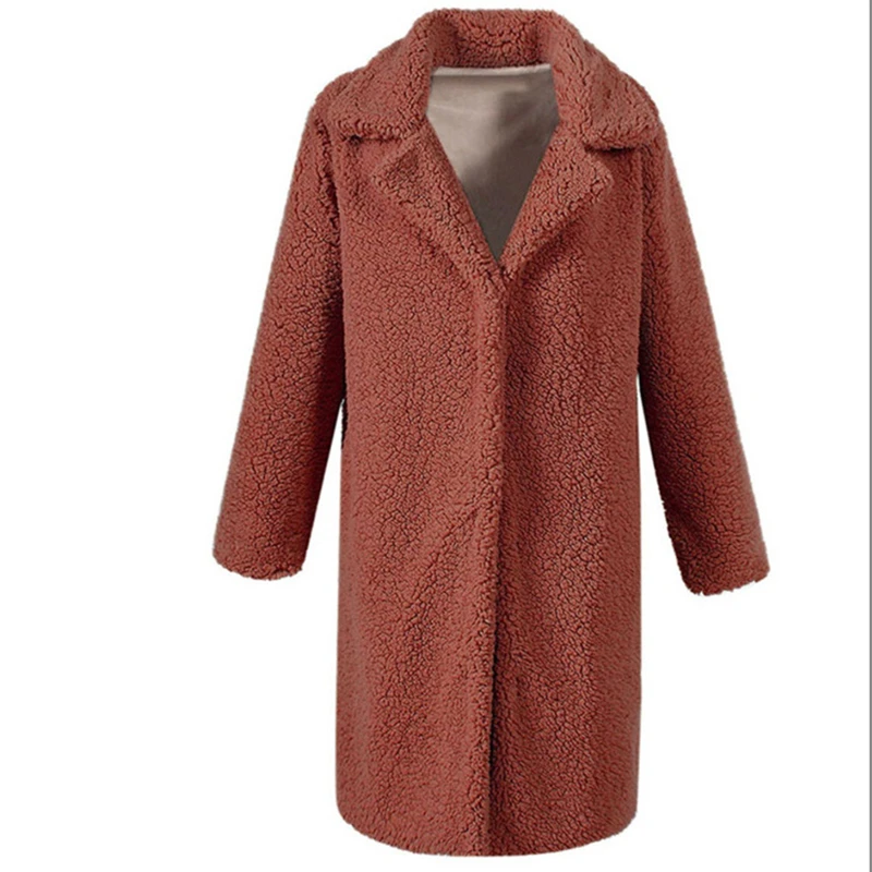 

Autumn and winter new ladies fur coat mid-length lamb wool thick warm coat imitation wool loose fashion cardigan windbreaker