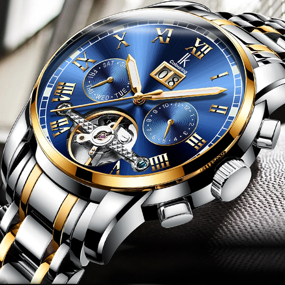 Элегантные Мужские автоматические механические наручные часы IK Colouring деловые из