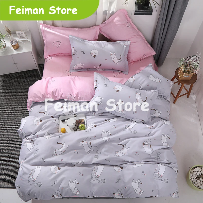 Пододеяльник в синюю полоску простыни для безбортовой кровати + наволочка King queen