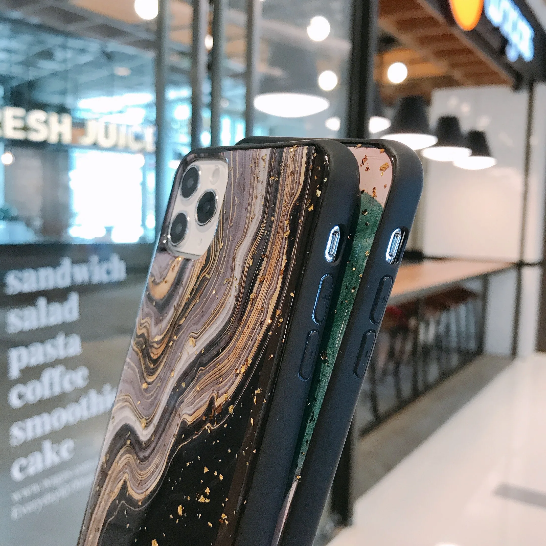 

Glitter Marble Case for iPhone 12 11 Pro Max SE 2020 XR XS 8 7 Plus Gold Foil Epoxy Back Cover Colorful Protection Phone Fundas