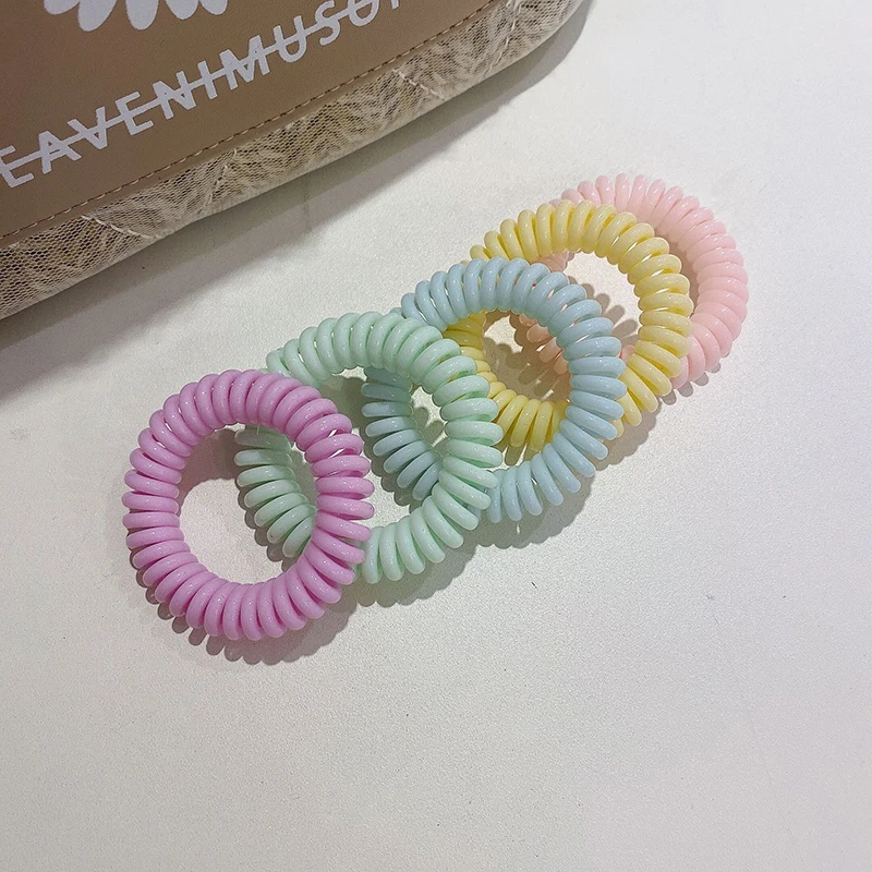 

1pc 5colors Elasticity Telephone Coil Hairbands Women Spiral Hair Ties Girls Hair Rings Rope Telephone Wire Hair Accessories