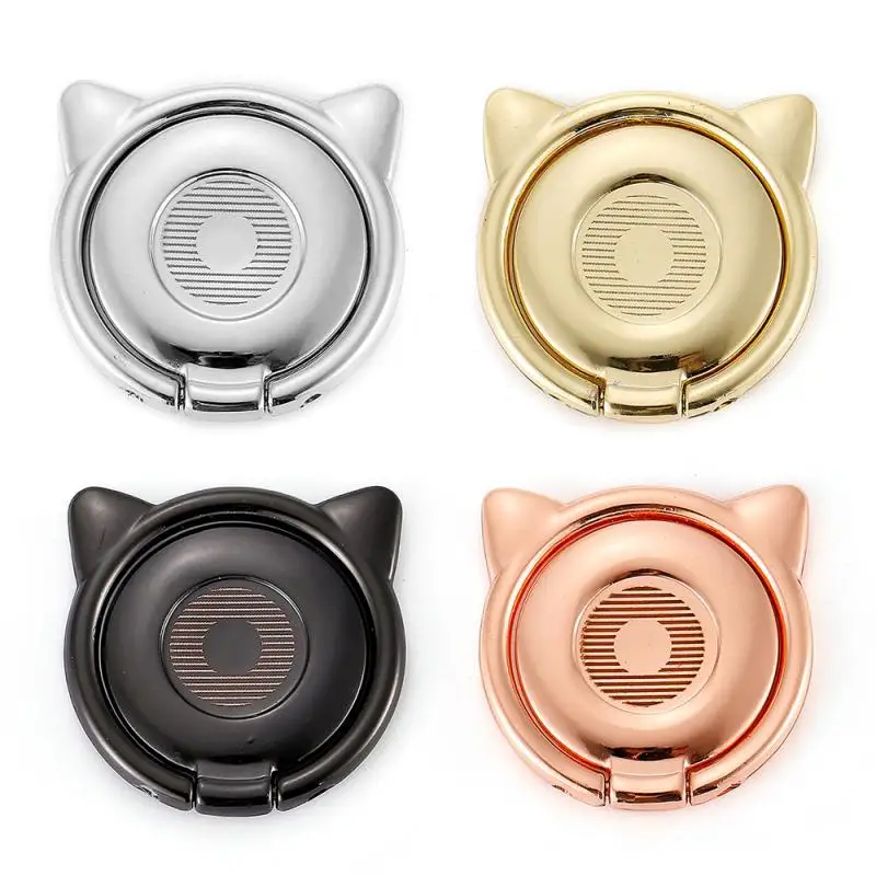

Universal Alloy Cat Ear Cute Finger Ring Holder 360 Rotating Mobile Phone Holder Car Phone Bracket Anti-drop Mobile Phone Bracke
