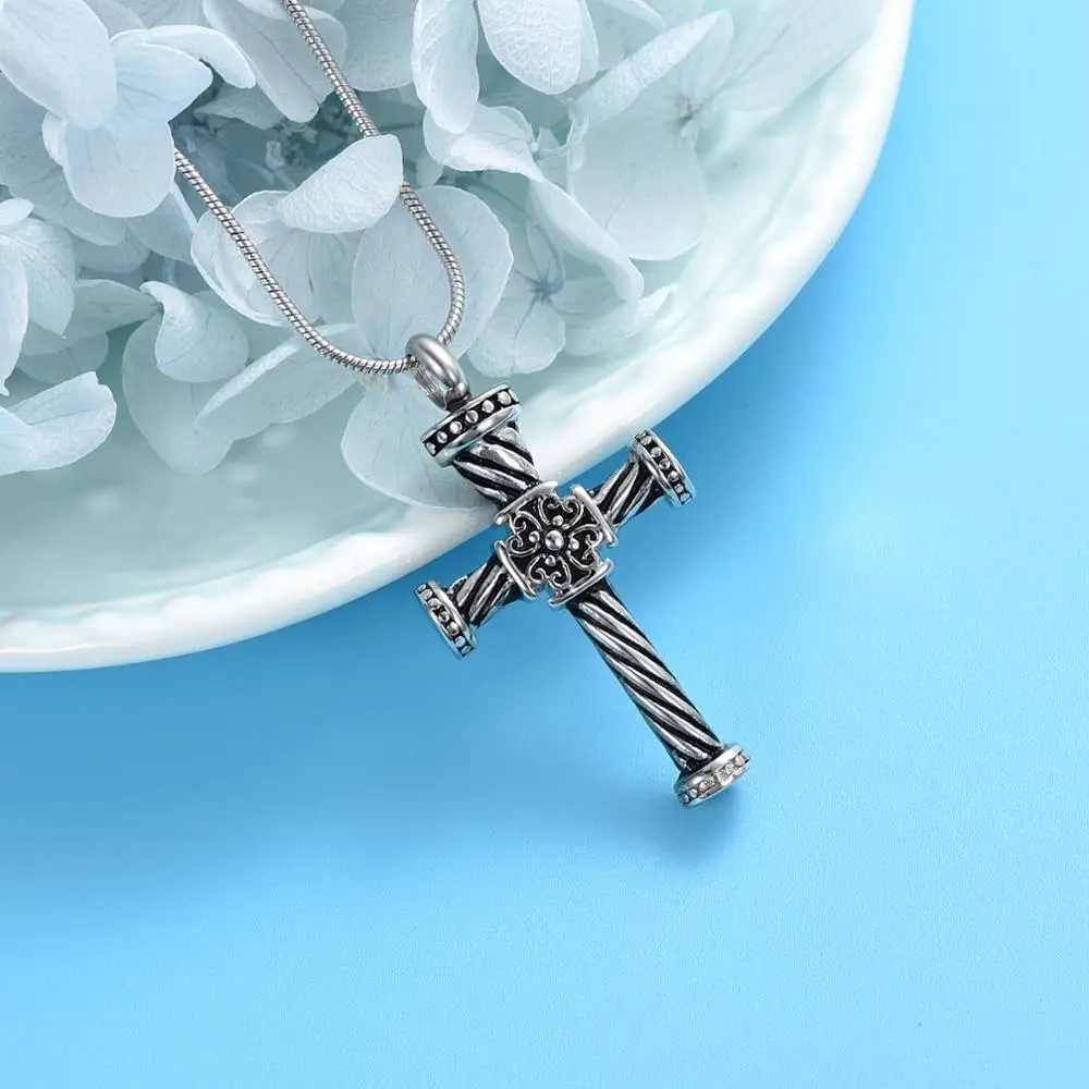 

New Design 316L Stainless Steel Cross Urn Pendant For Ashes Of Lovcd Ones Keepsake Cremation Jewelry Memroial Necklace