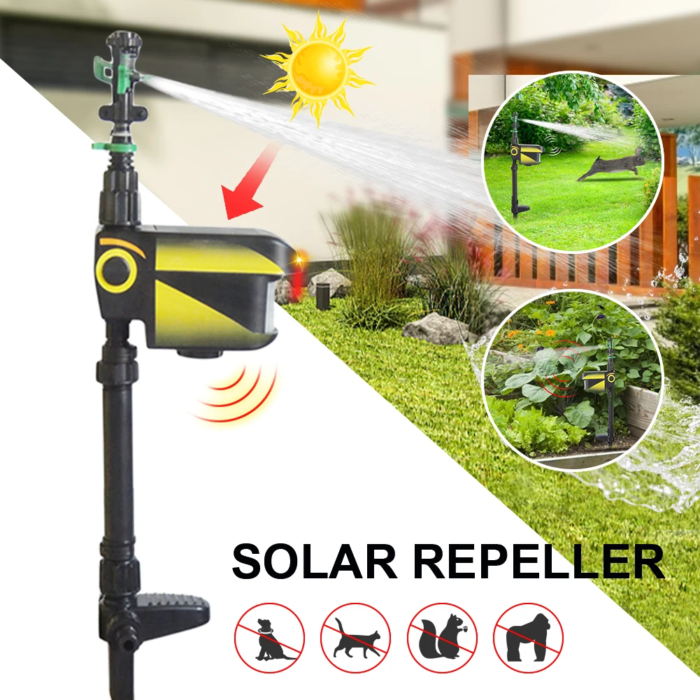 

Solar powered Motion Activated Animal Repeller Garden Sprinkler Scarecrow Animal Deterrent Sprinkler Upgraded version