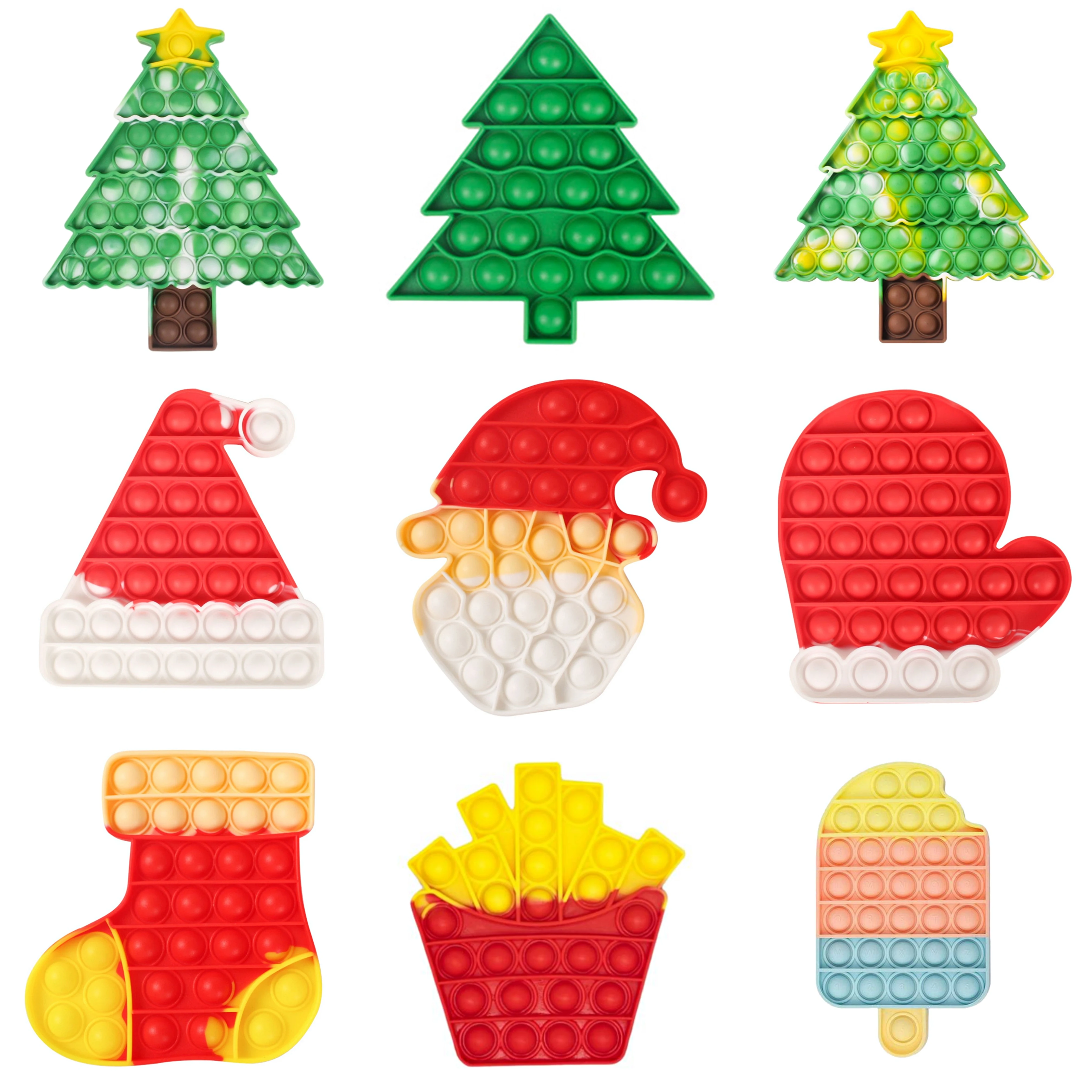 

Simple Dimmer Christmas Tree Santa Boots Toys Push Bubble Anti Stress fidget Toy Kawaii Children Sensory Training Christmas Gift