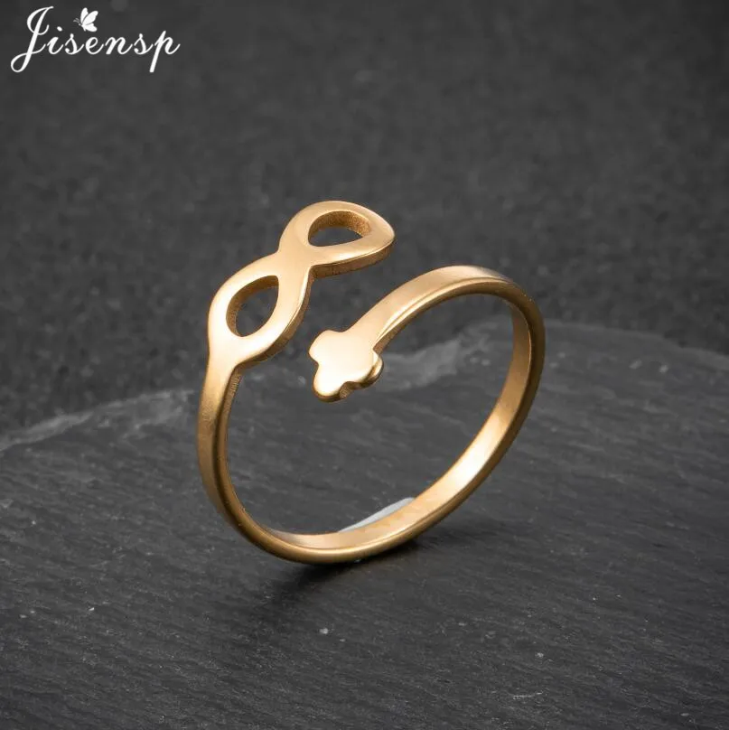 Регулируемое кольцо для женщин кольца из нержавеющей стали с листьями молнией
