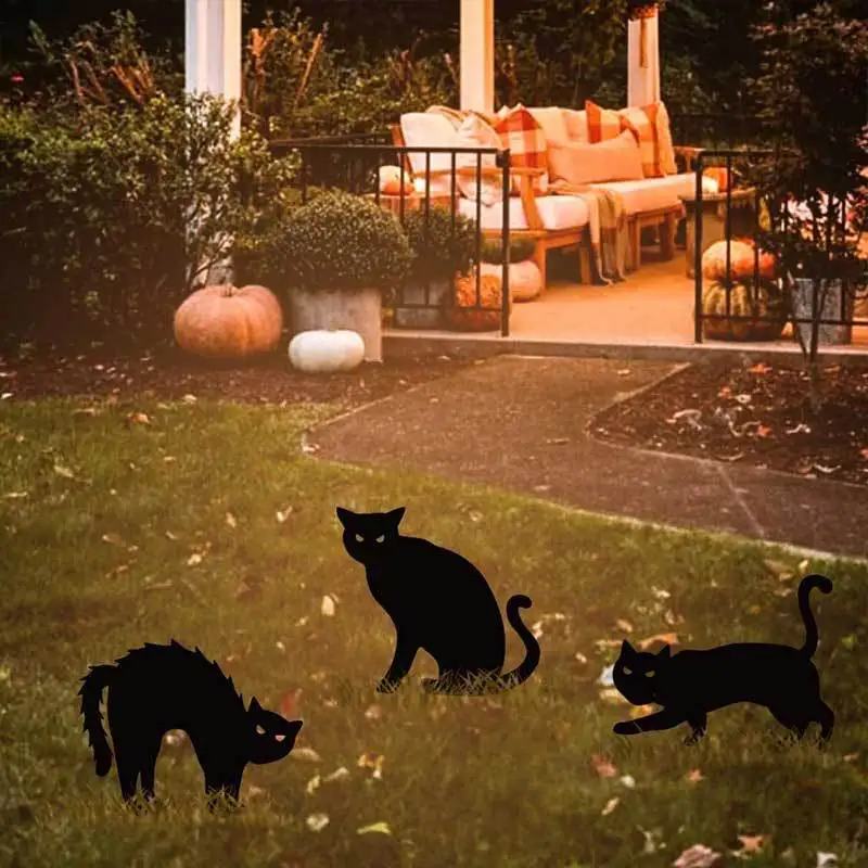 

Halloween Yard Sign Lawn Stakes Halloween Props Terror Party Supplies Black Cat Silhouette Interesting Halloween Decoration