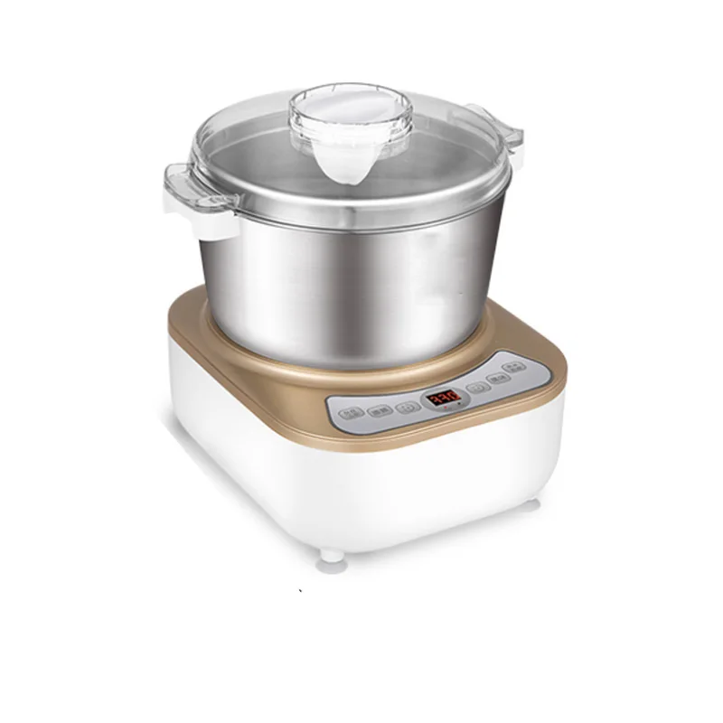 Домашний миксер для замеса теста LY-80A из нержавеющей стали с чашей 5L/7L, автоматическим пробуждением, мощностью 220 В/200 Вт и электрической мукомольной функцией.