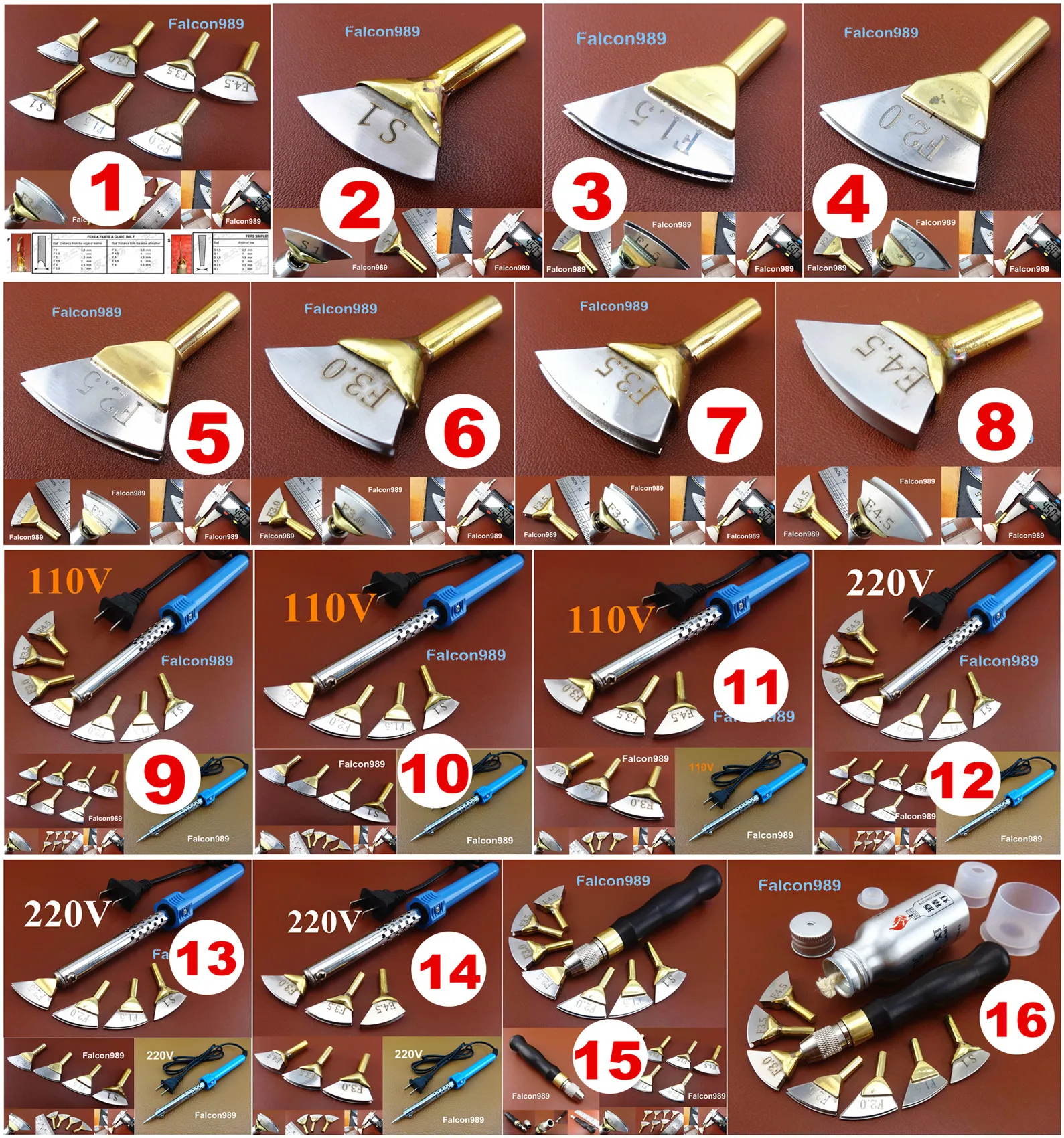 16 видов кожевенное ремесло паяльник наконечник Гравировальный инструмент
