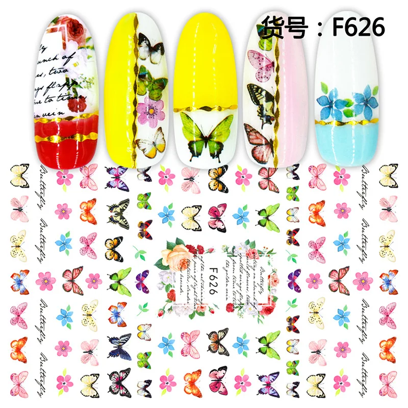 

10 pieces a pack of new butterfly nail stickers Valentine's day nail stickers rose flower peach heart butterfly nail stickers
