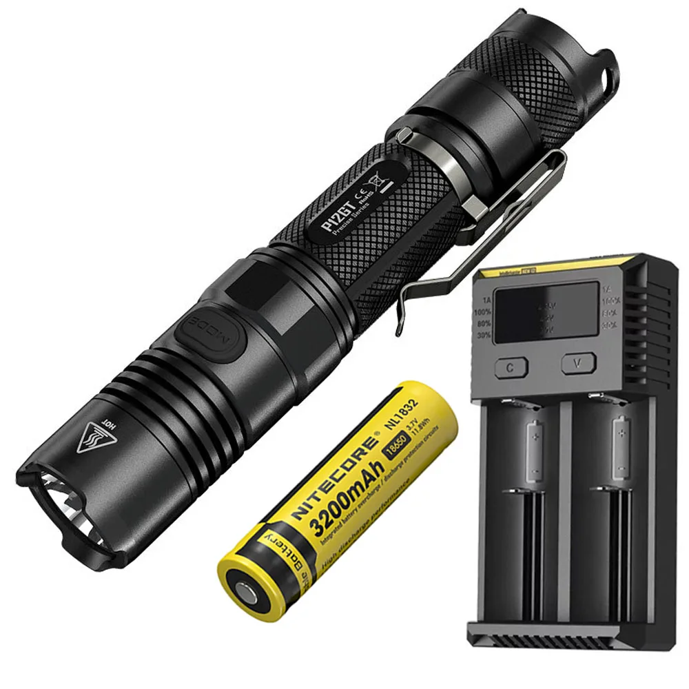 NITECORE P12GT тактический фонарь XP-L HI V3 max 1000 люмен расстояние луча 320 м ручной фонарик+ 18650 3500 мАч батарея - Испускаемый цвет: P12GT NL1832 I2