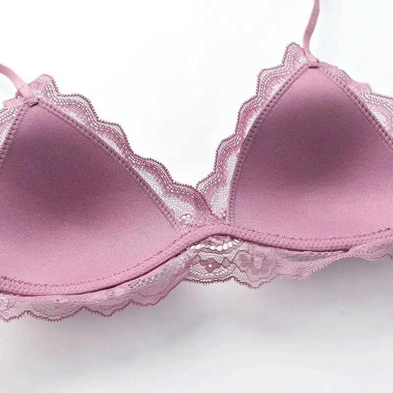 

French sexy lace women's underwear without steel ring thin cotton cup bra bra bra, breathable and comfortable bra set