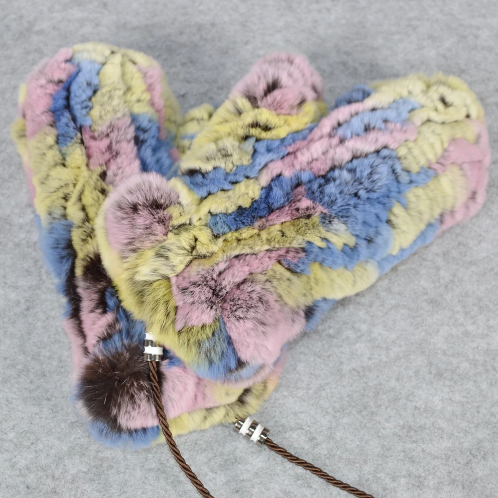 Лидер продаж зимние перчатки унисекс из натурального меха эластичные вязаные