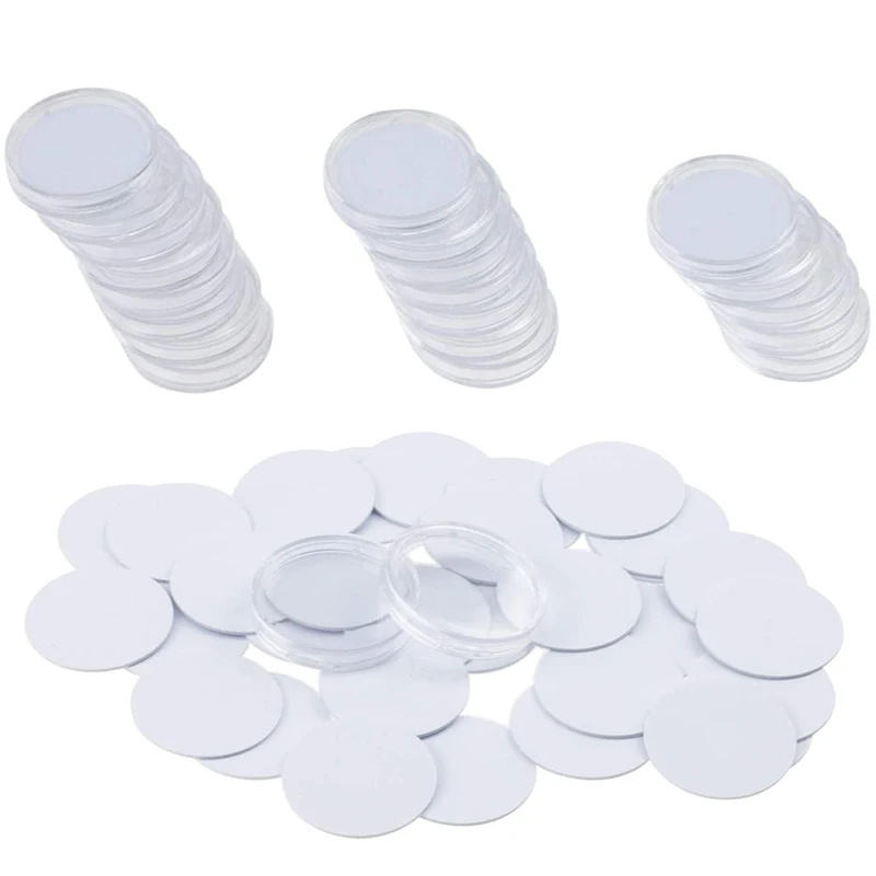 

25 Pcs Ntag215 NFC Tags,25mm,504 Bytes Chip Sticker,Work with TagMo for Amiibo +25 Pcs Plastic Box Protective Cases