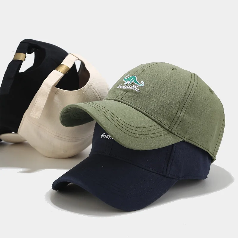 Бейсболка с вышивкой динозавра для мужчин и женщин хлопковая Регулируемая Кепка