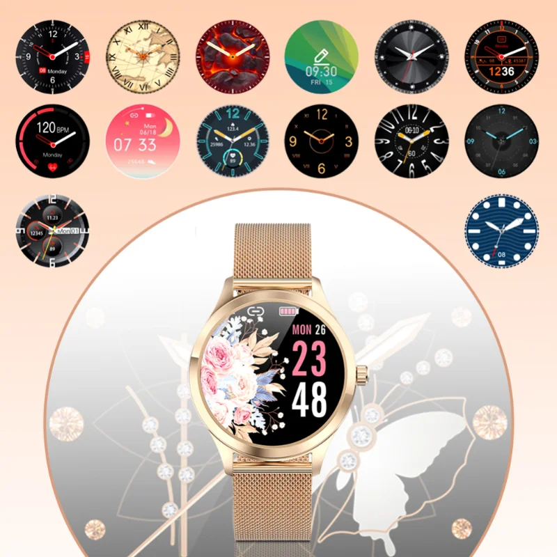 

LW07 Fashion Smart Watch for Women IP68 Waterproof Heart Rate Message Reminder Stainless Steel Bottom Smartwatch