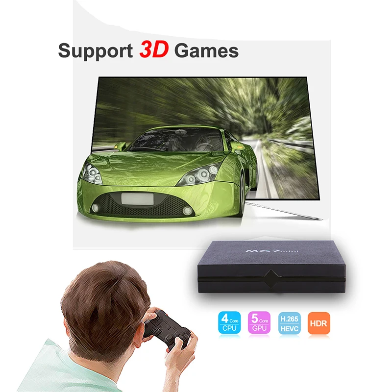 MX7mini Android TV Box 1GB 8GB Smart BOX OS 7.1 Original 16bit DDRIII Amlogic S905L Set Top 4K H.265 | Электроника