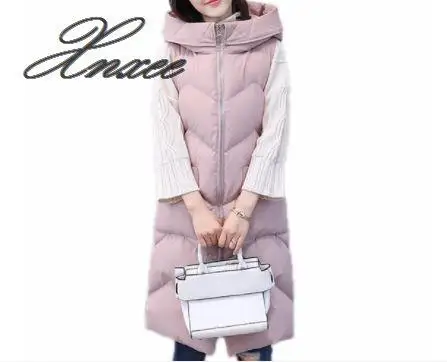 Xnxee Winter Women's jacket Windproof Warm Long Cotton Waistcoat Casual Sleeveless hooded femme coat veste XL-5XL | Женская одежда