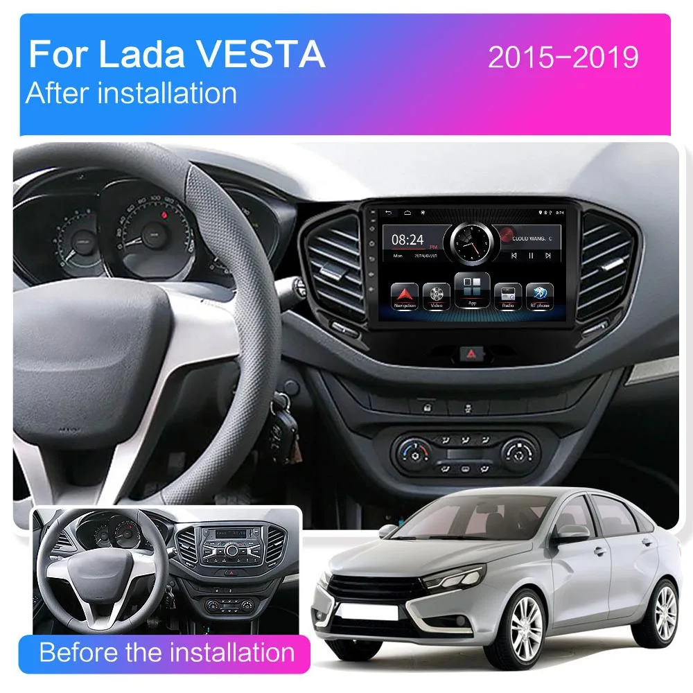 Автомобильный DVD плеер 2G RAM Android 9 0 для LADA Vesta ВАЗ Granta Cross Sport 2015 2019 2Din автомобильное