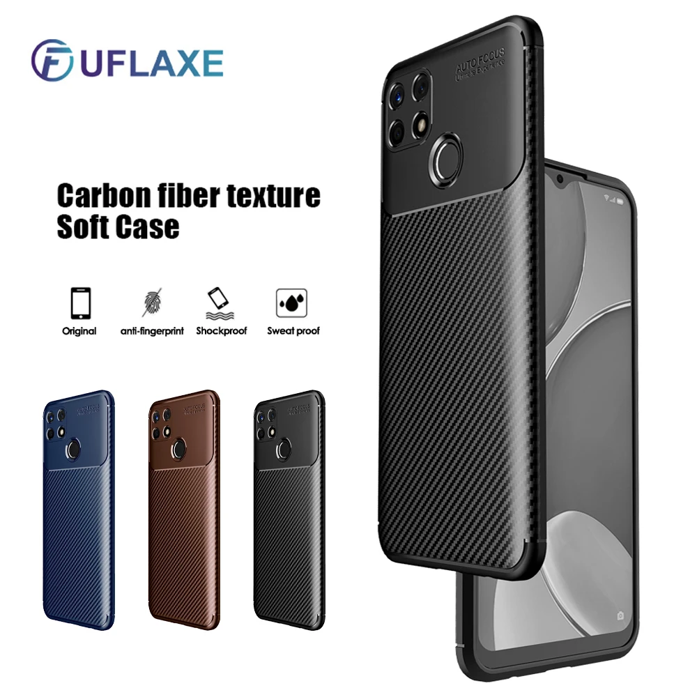 

UFlaxe Soft Silicone Case for Realme Narzo 30a 30 20 Pro 10a 10 Carbon Fiber Texture Shockproof Cover Realme Q2 Q3 Pro 5G